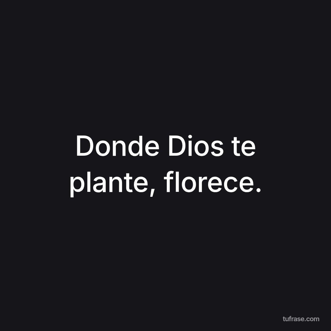 Donde Dios te plante, florece.