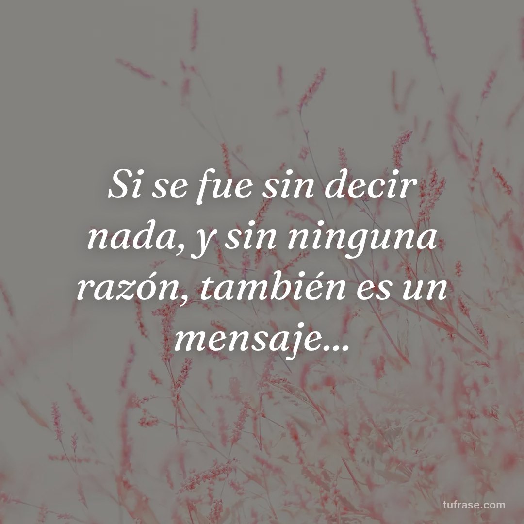 Si se fue sin decir nada, y sin ninguna razón, también es un mensaje...