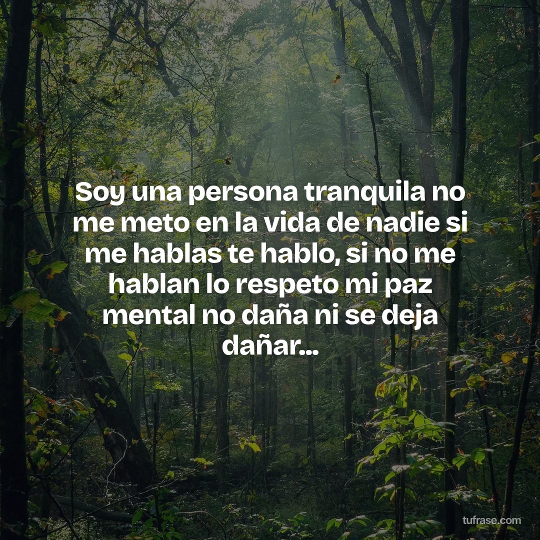 Soy una persona tranquila no me meto en la vida de nadie si me hablas te hablo, si no me hablan lo respeto mi paz mental no daña ni se deja dañar...