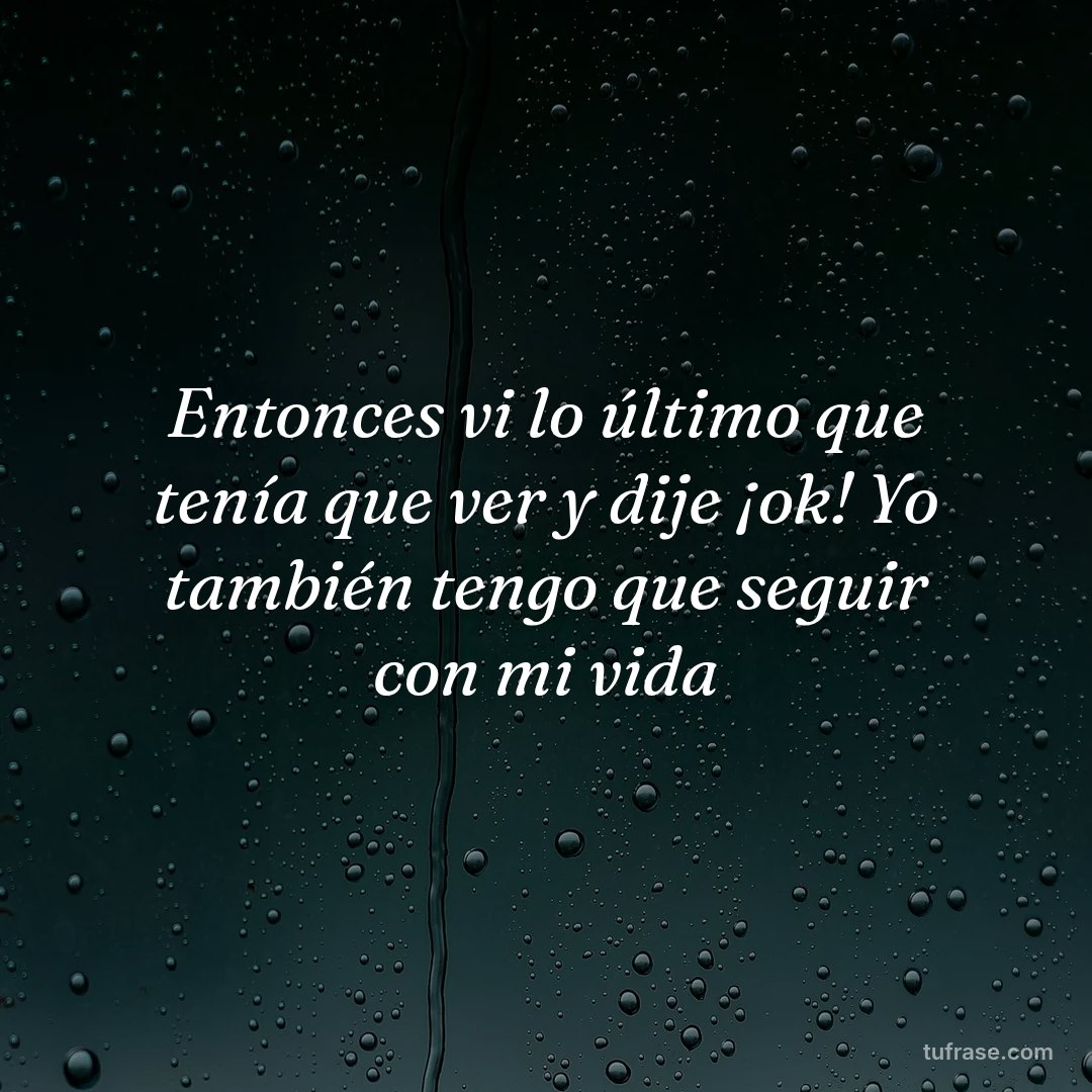 Entonces vi lo último que tenía que ver y dije ¡ok! Yo también tengo que seguir con mi vida