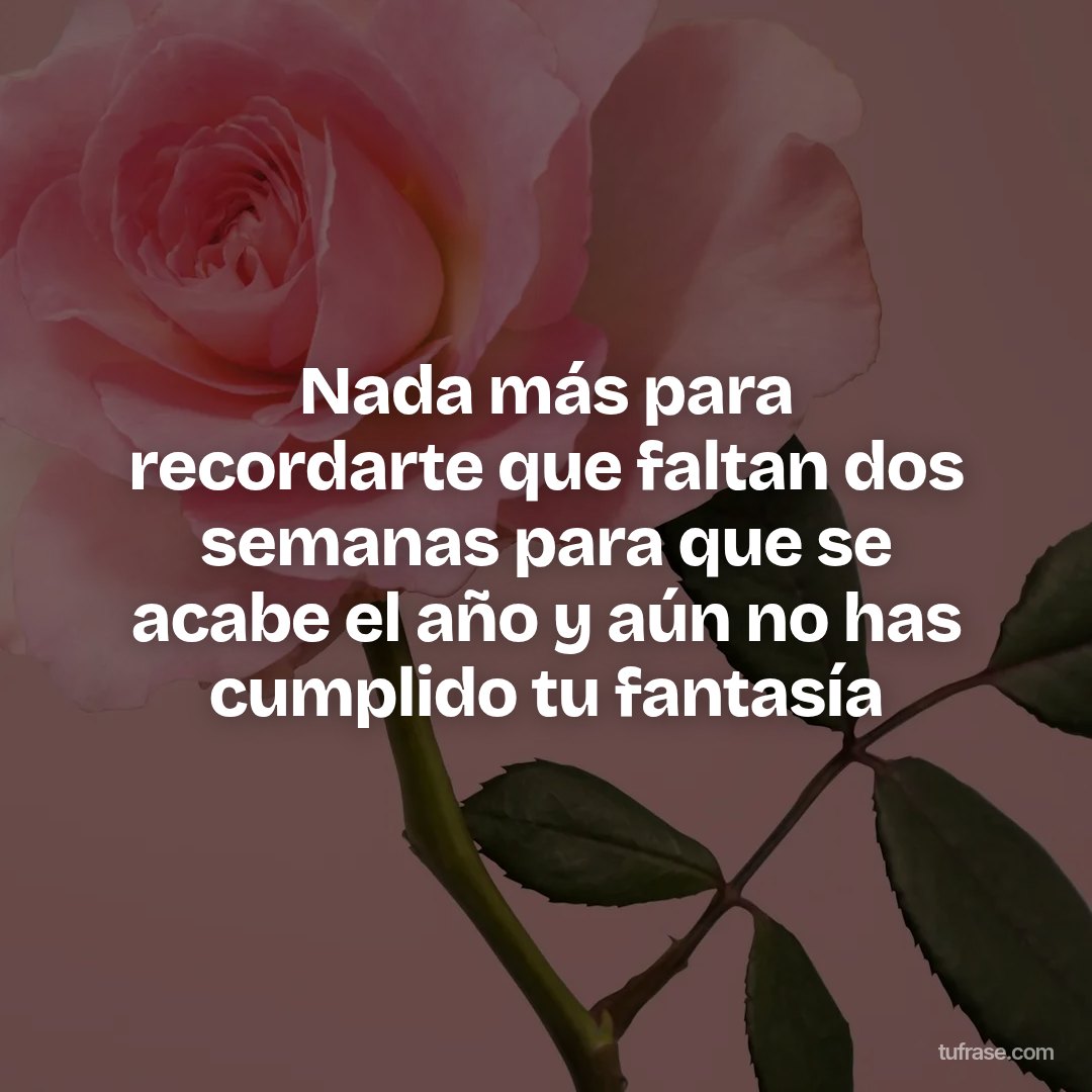 Nada más para recordarte que faltan dos semanas para que se acabe el año y aún no has cumplido tu fantasía