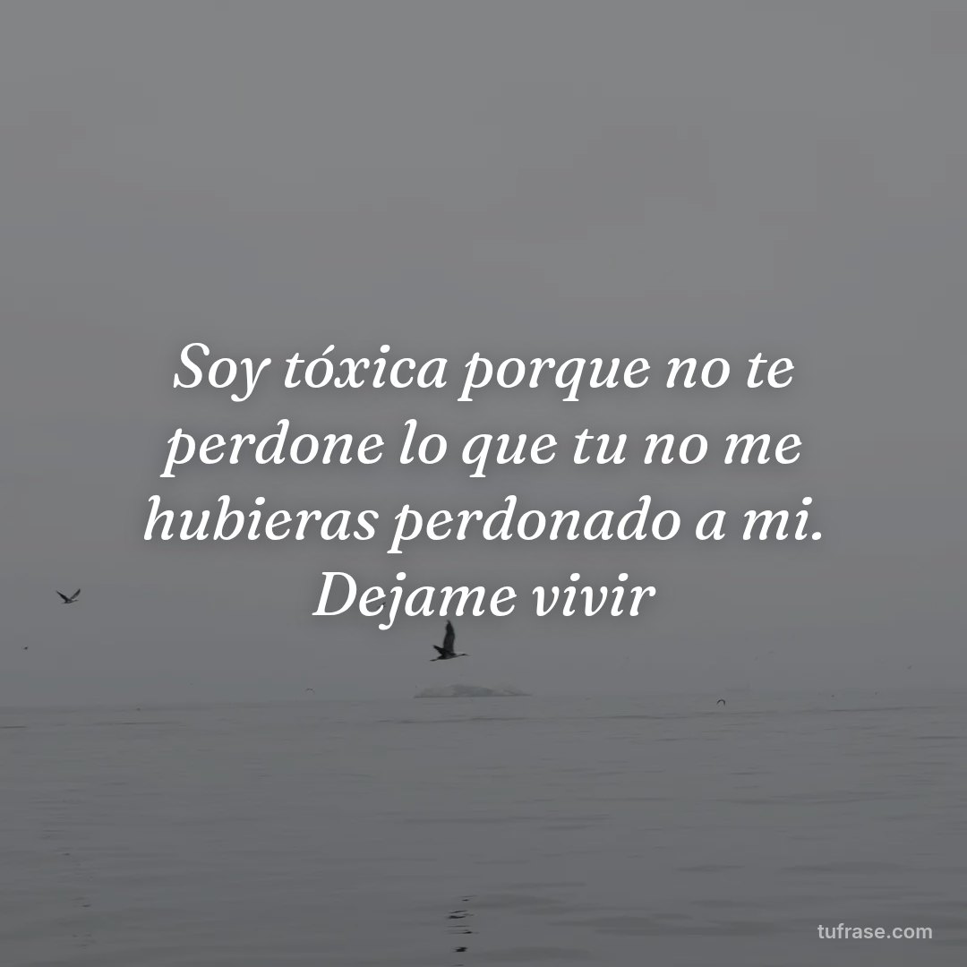 Soy tóxica porque no te perdone lo que tu no me hubieras perdonado a mi. Dejame vivir