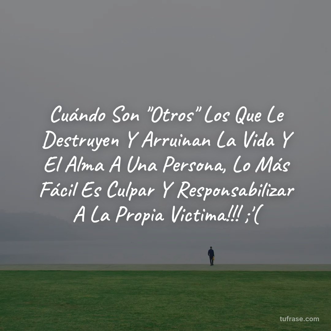 Cuándo Son "Otros" Los Que Le Destruyen Y Arruinan La Vida Y El Alma A Una Persona, Lo Más Fácil Es Culpar Y Responsabilizar A La Propia Victima!!! ;'(