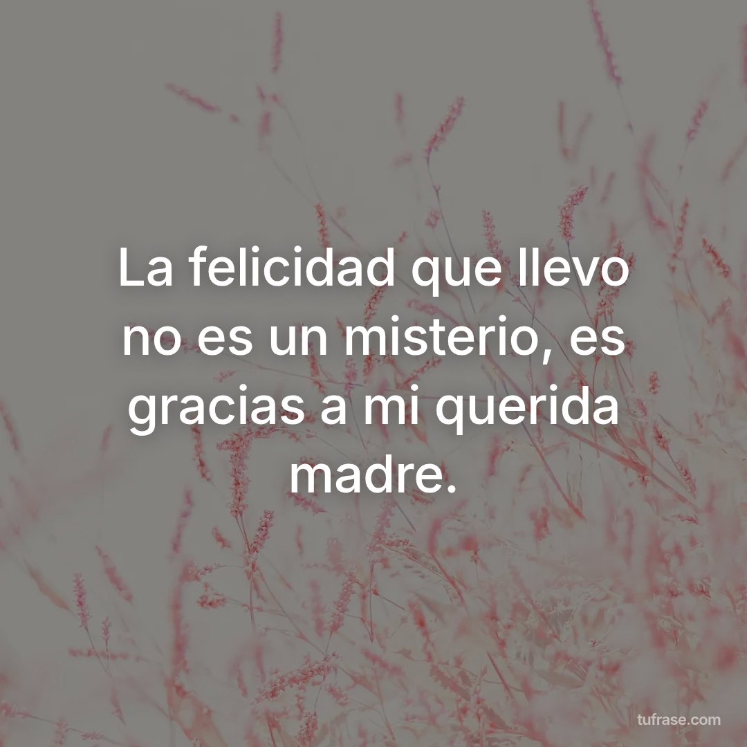 La felicidad que llevo no es un misterio, es gracias a mi querida madre.
