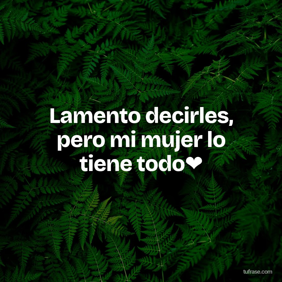 Lamento decirles, pero mi mujer lo tiene todo❤