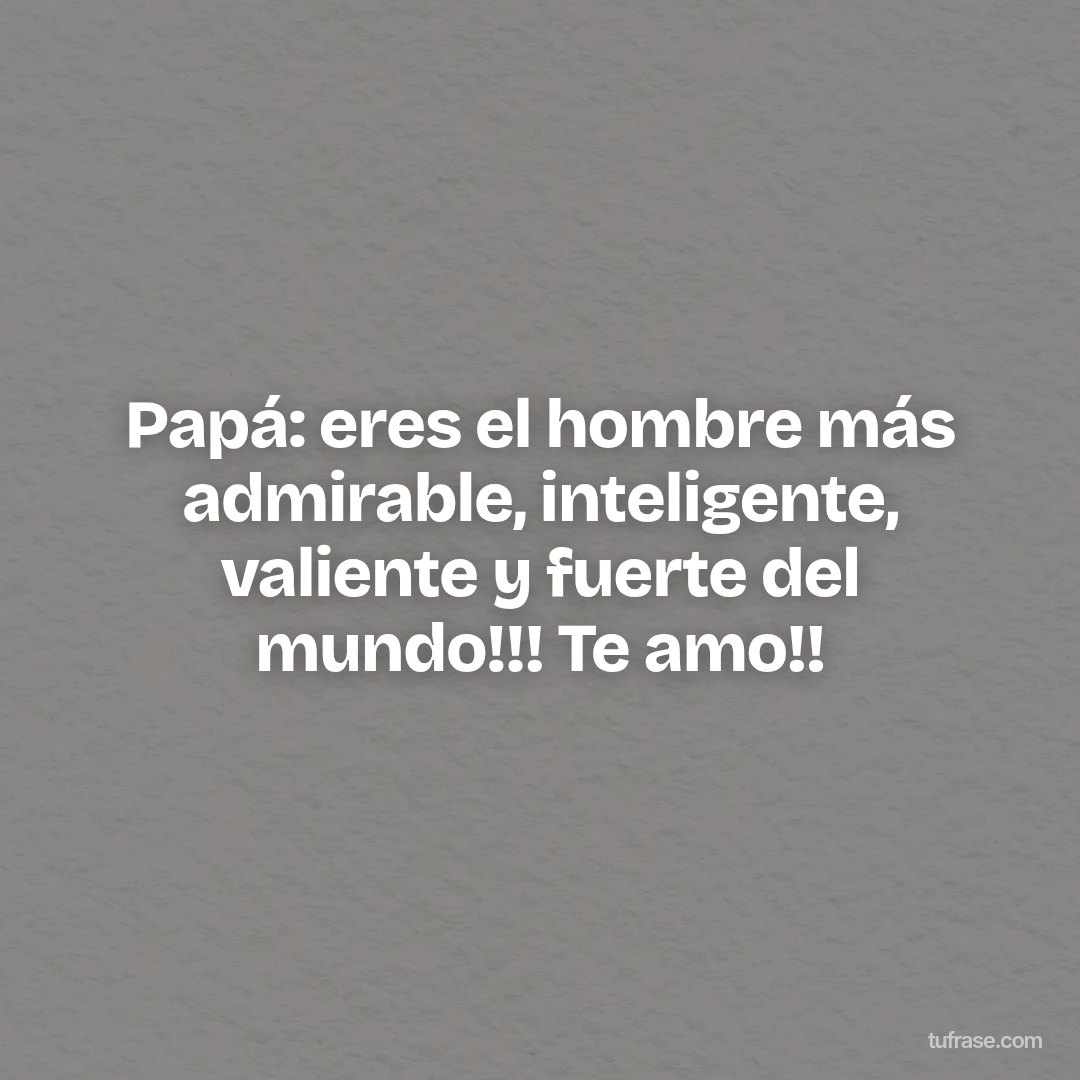 Papá: eres el hombre más admirable, inteligente, valiente y fuerte del mundo!!! Te amo!!