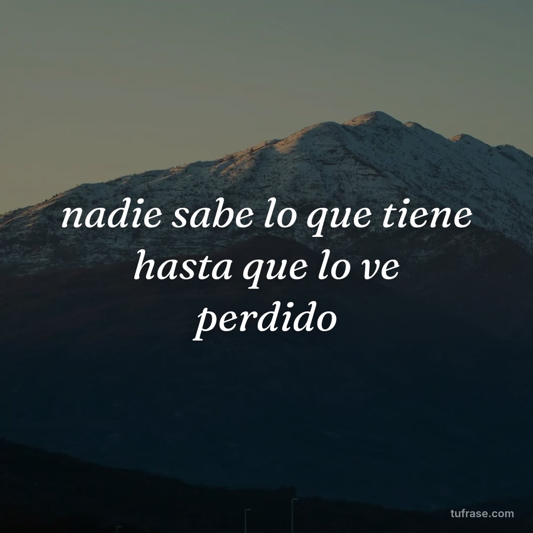 nadie sabe lo que tiene hasta que lo ve perdido