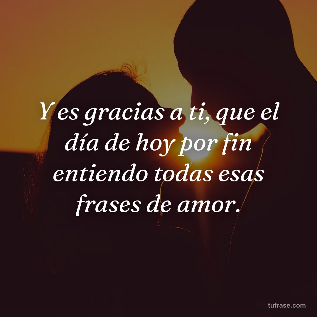 Y es gracias a ti, que el día de hoy por fin entiendo todas esas frases de amor.