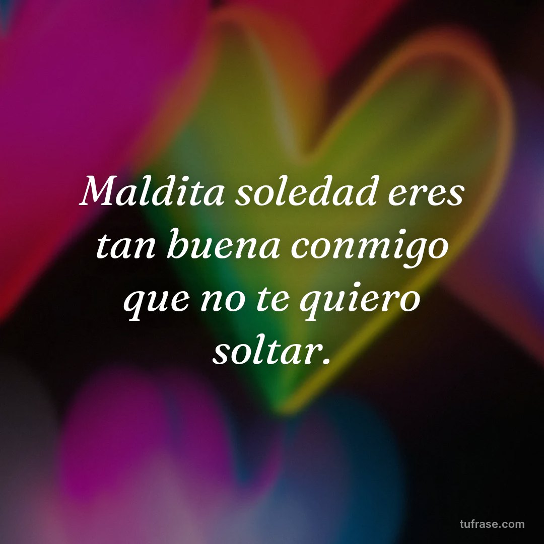 Maldita soledad eres tan buena conmigo que no te quiero soltar.
