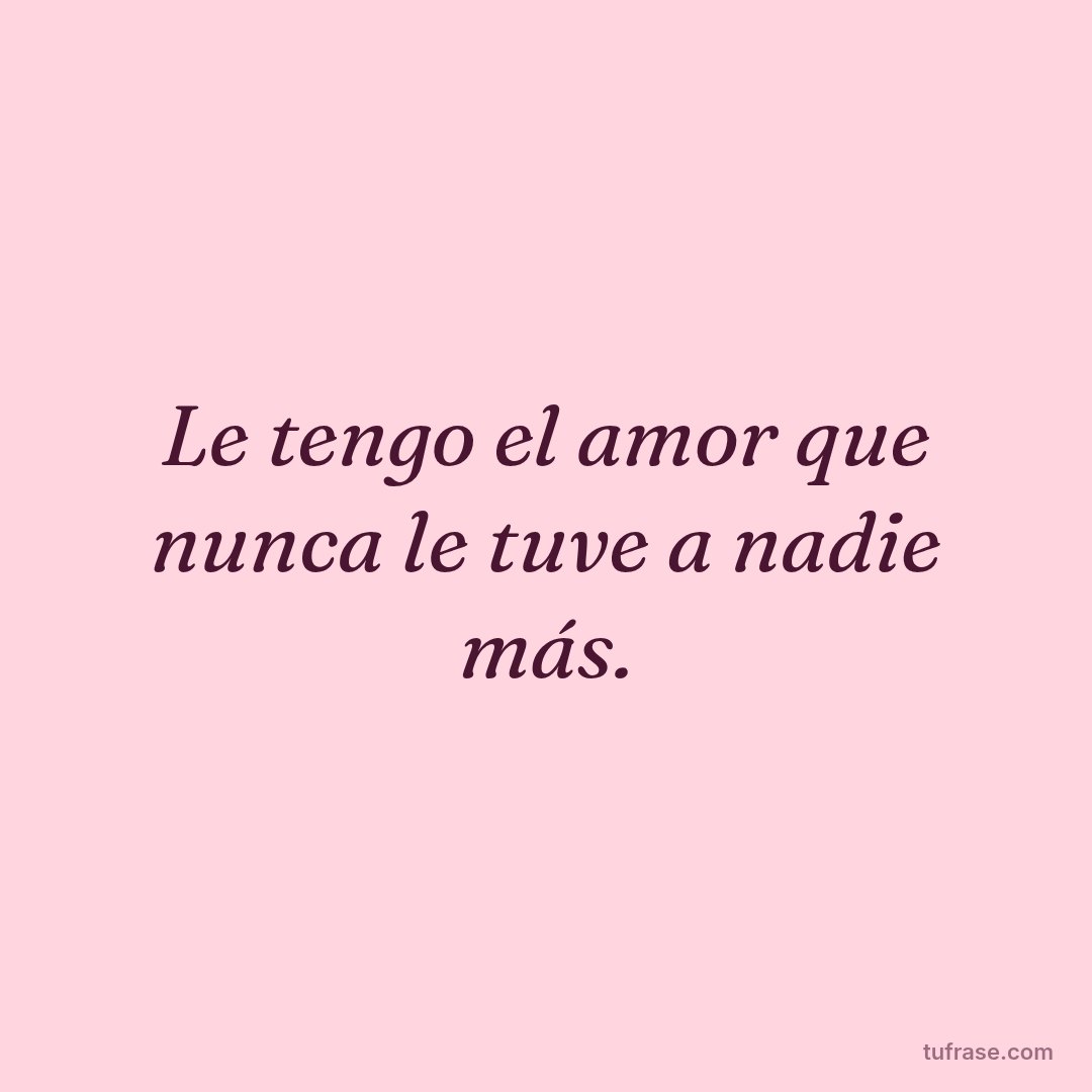 Le tengo el amor que nunca le tuve a nadie más.