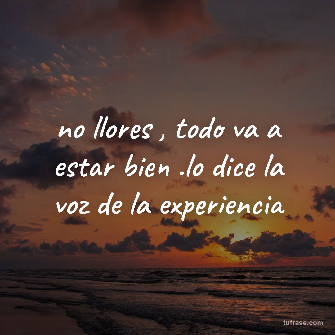 no llores , todo va a estar bien .lo dice la voz de la experiencia