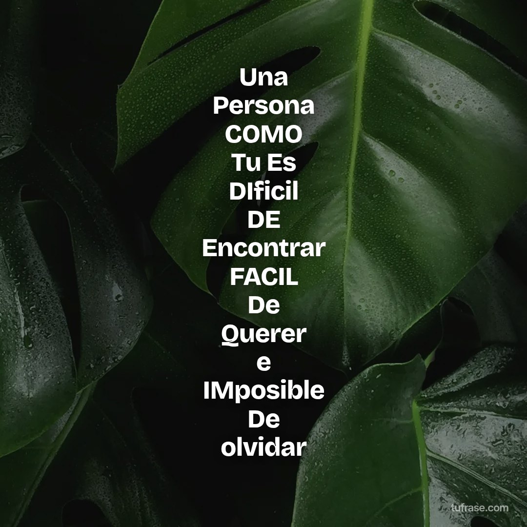 Una Persona COMO Tu Es DIficil DE Encontrar FACIL De Querer e IMposible De olvidar