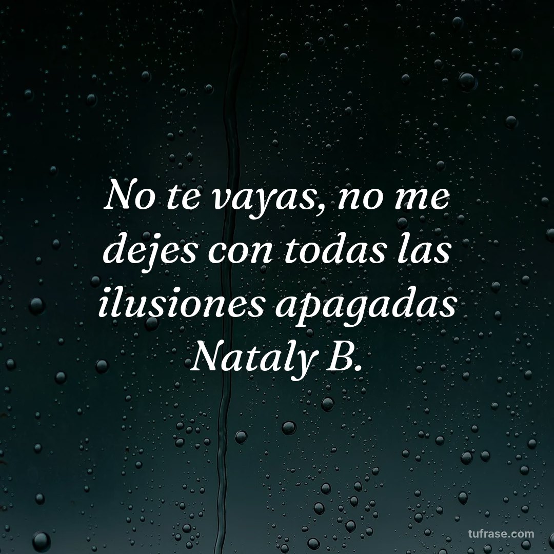 No te vayas, no me dejes con todas las ilusiones apagadas Nataly B.