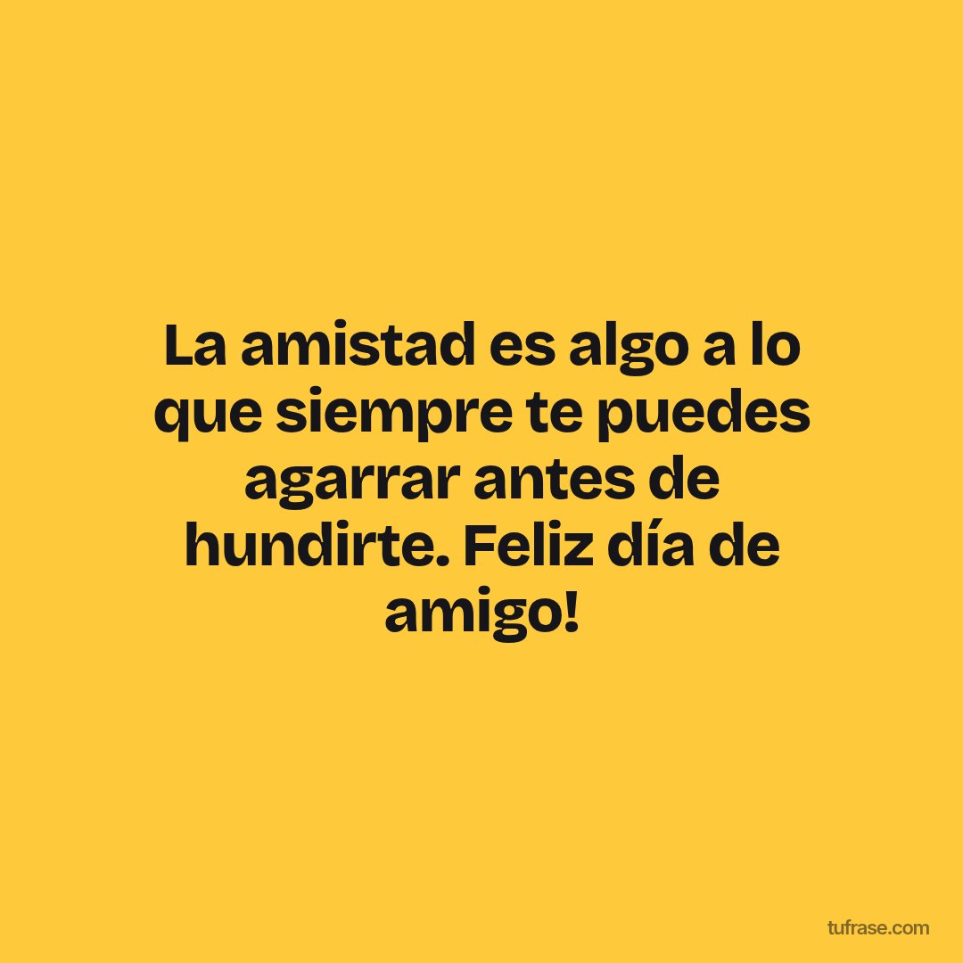 La amistad es algo a lo que siempre te puedes agarrar antes de hundirte. Feliz día de amigo!