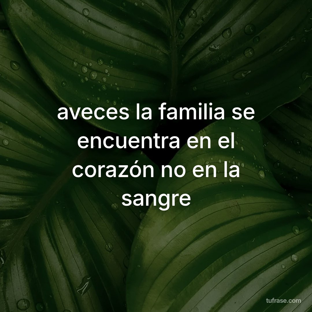 aveces la familia se encuentra en el corazón no en la sangre