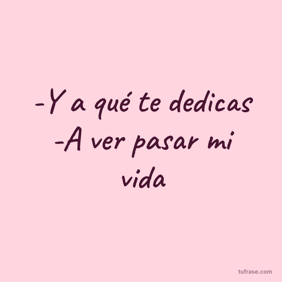 -Y a qué te dedicas -A ver pasar mi vida