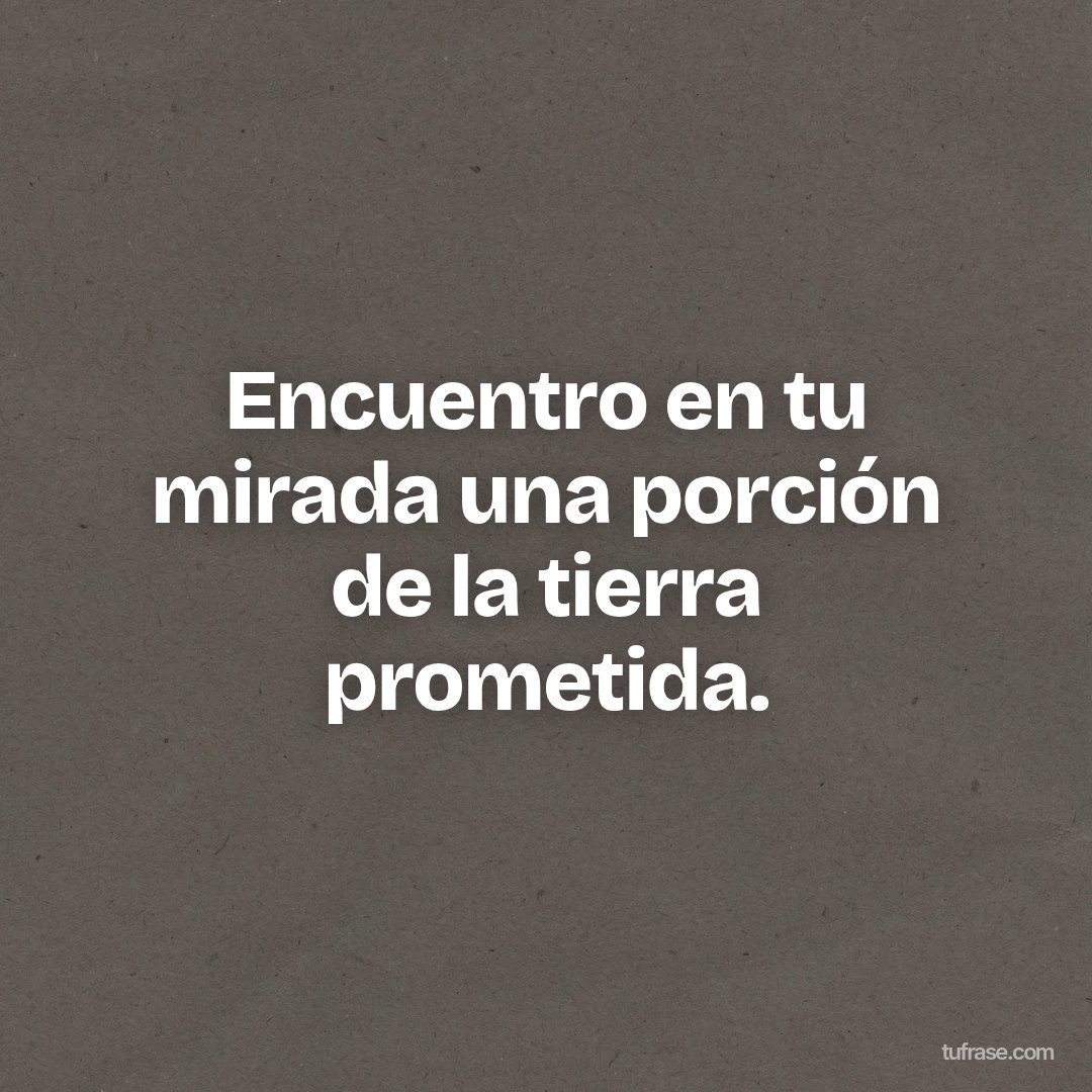 Encuentro en tu mirada una porción de la tierra prometida.