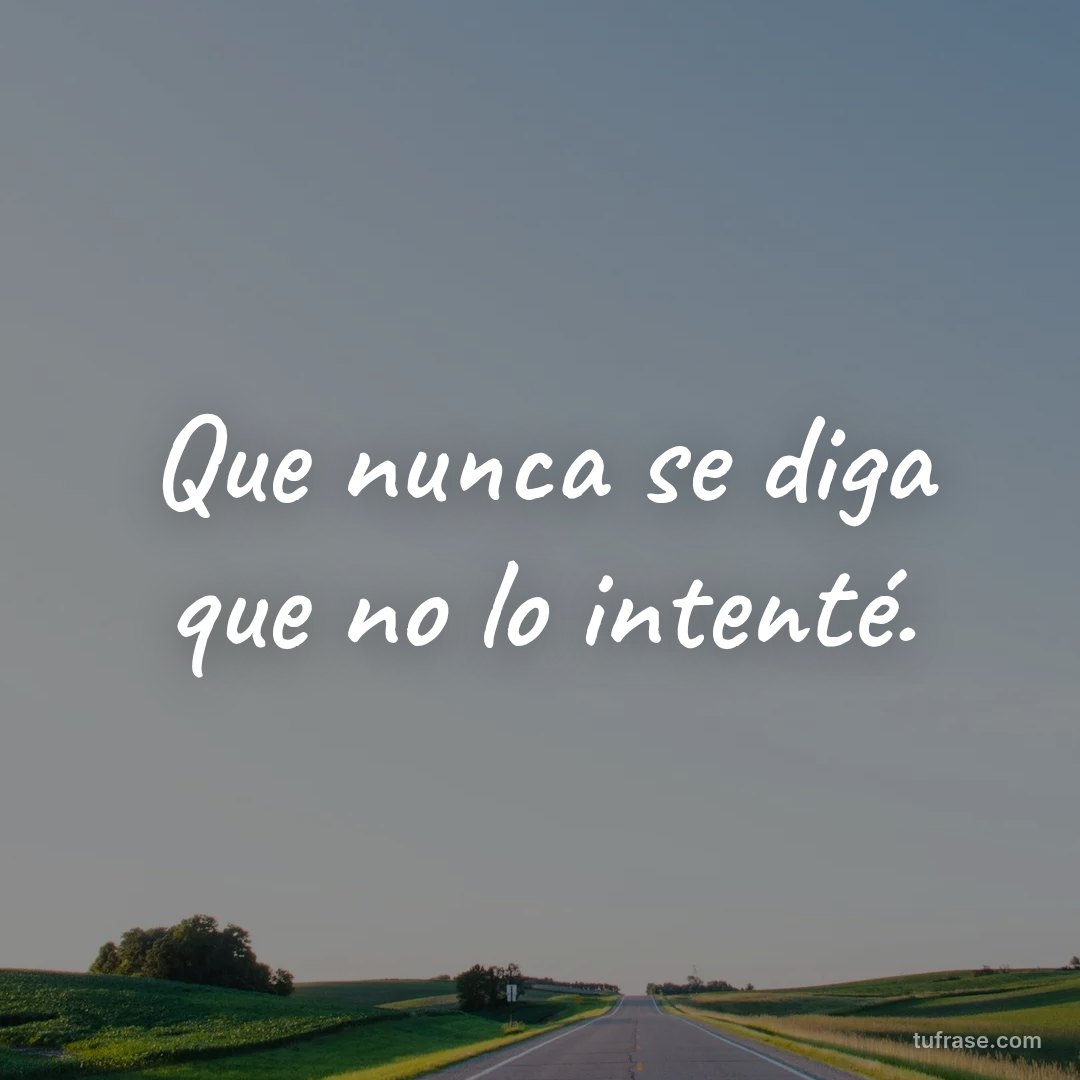 Que nunca se diga que no lo intenté.