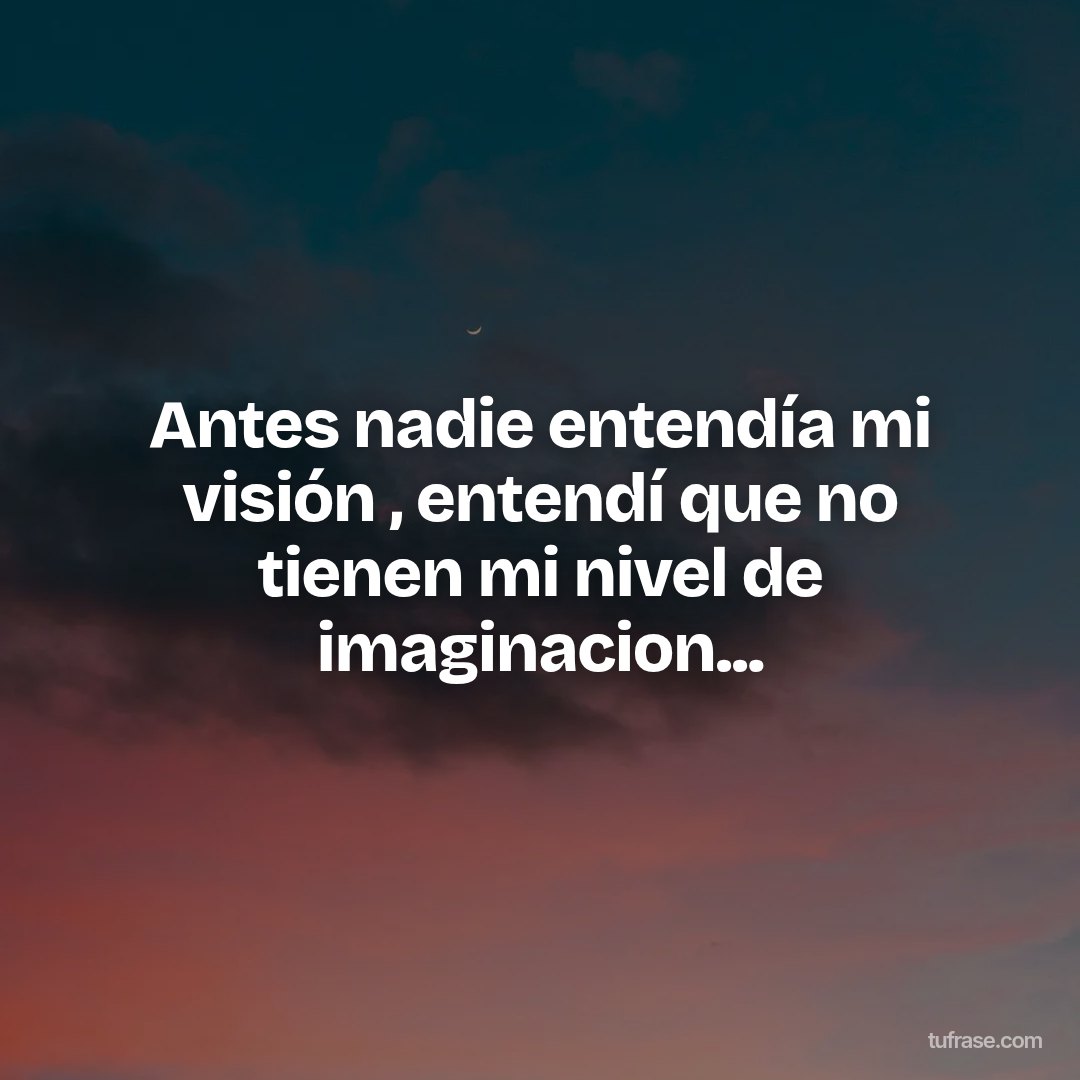 Antes nadie entendía mi visión , entendí que no tienen mi nivel de imaginacion...