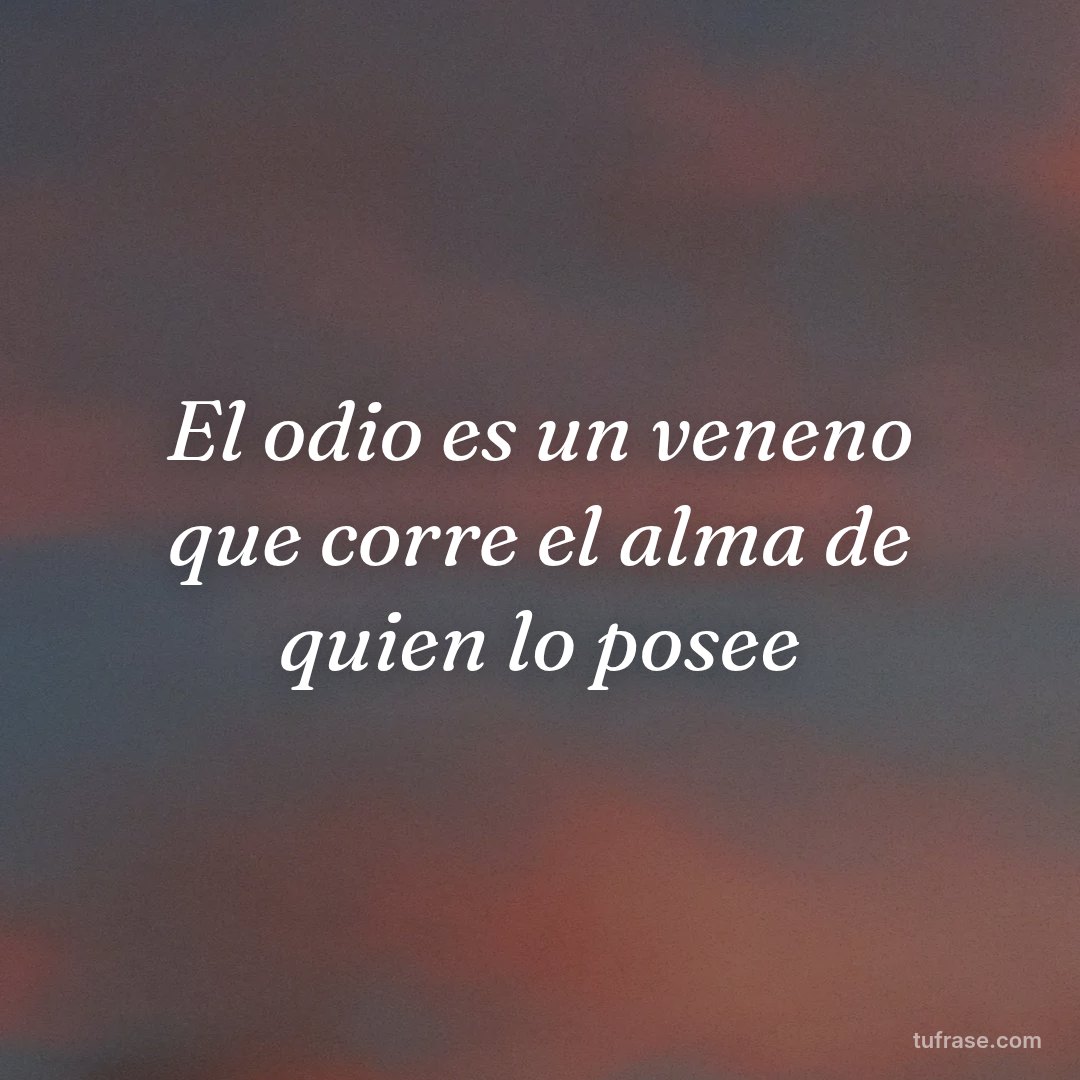 El odio es un veneno que corre el alma de quien lo posee