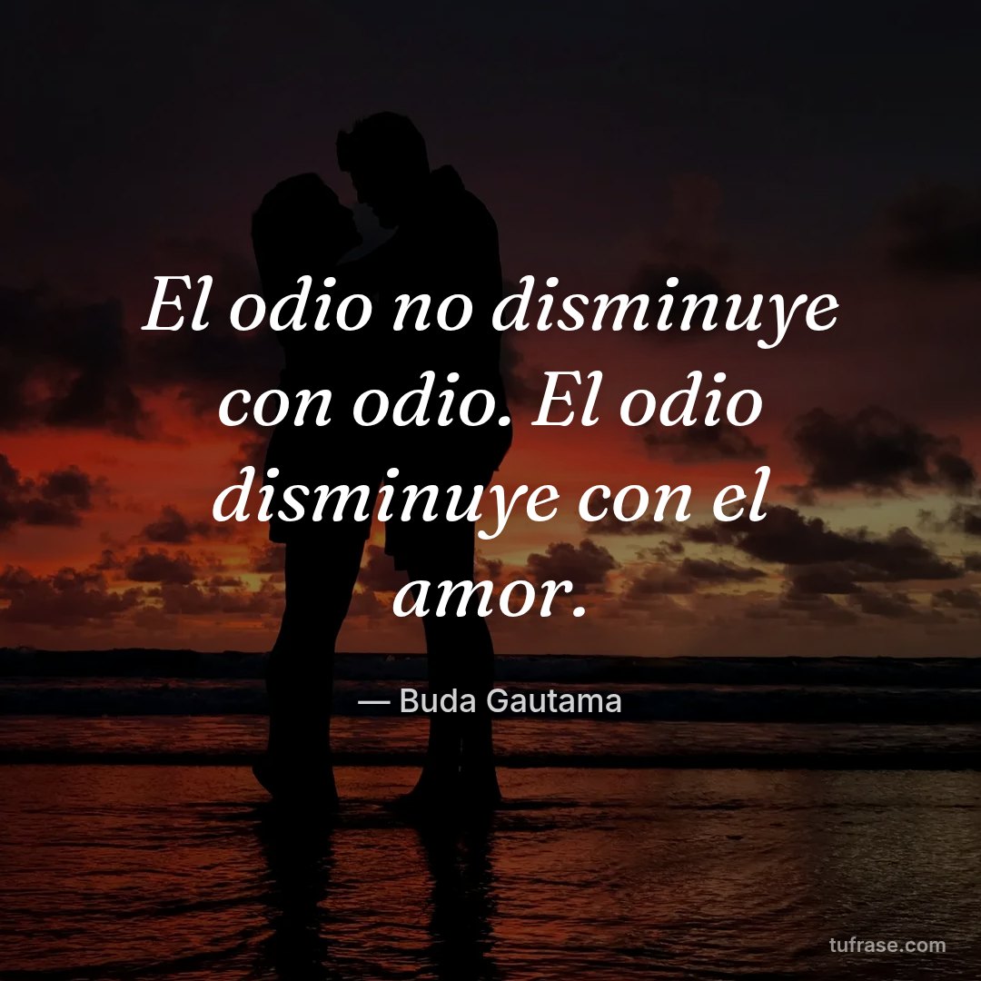 El odio no disminuye con odio. El odio disminuye con el amor.
