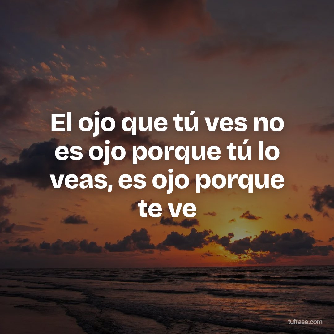 El ojo que tú ves no es ojo porque tú lo veas, es ojo porque te ve