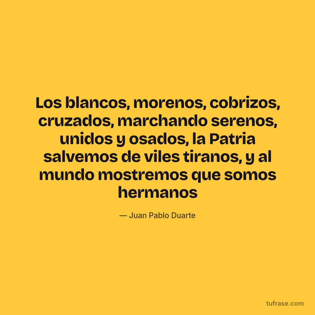 Los blancos, morenos, cobrizos, cruzados, marchando serenos, unidos y osados, la Patria salvemos de viles tiranos, y al mundo mostremos que somos hermanos