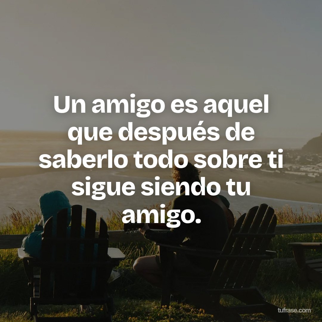 Un amigo es aquel que después de saberlo todo sobre ti sigue siendo tu amigo.