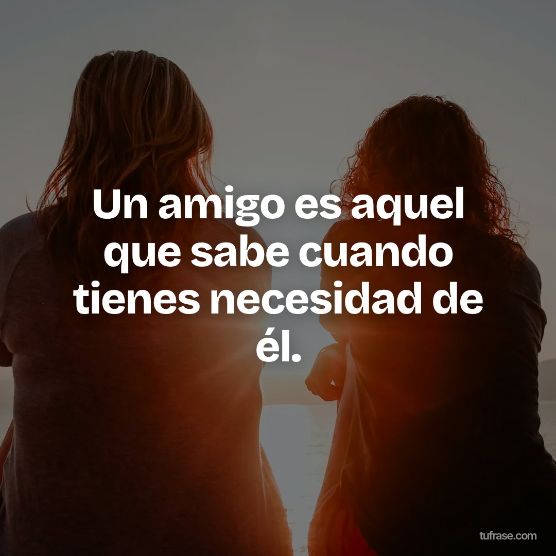 Un amigo es aquel que sabe cuando tienes necesidad de él.