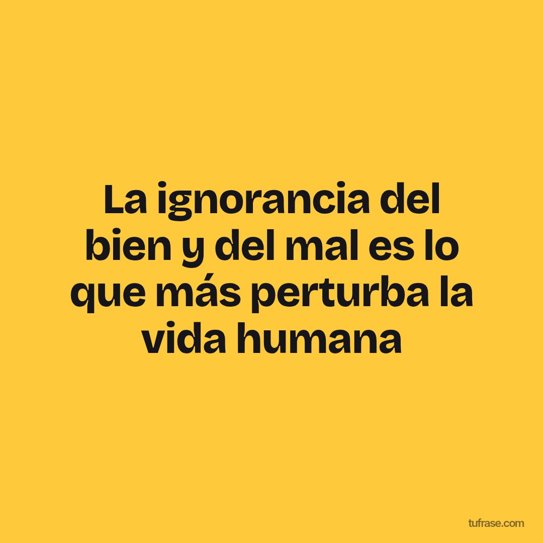 La ignorancia del bien y del mal es lo que más perturba la vida humana