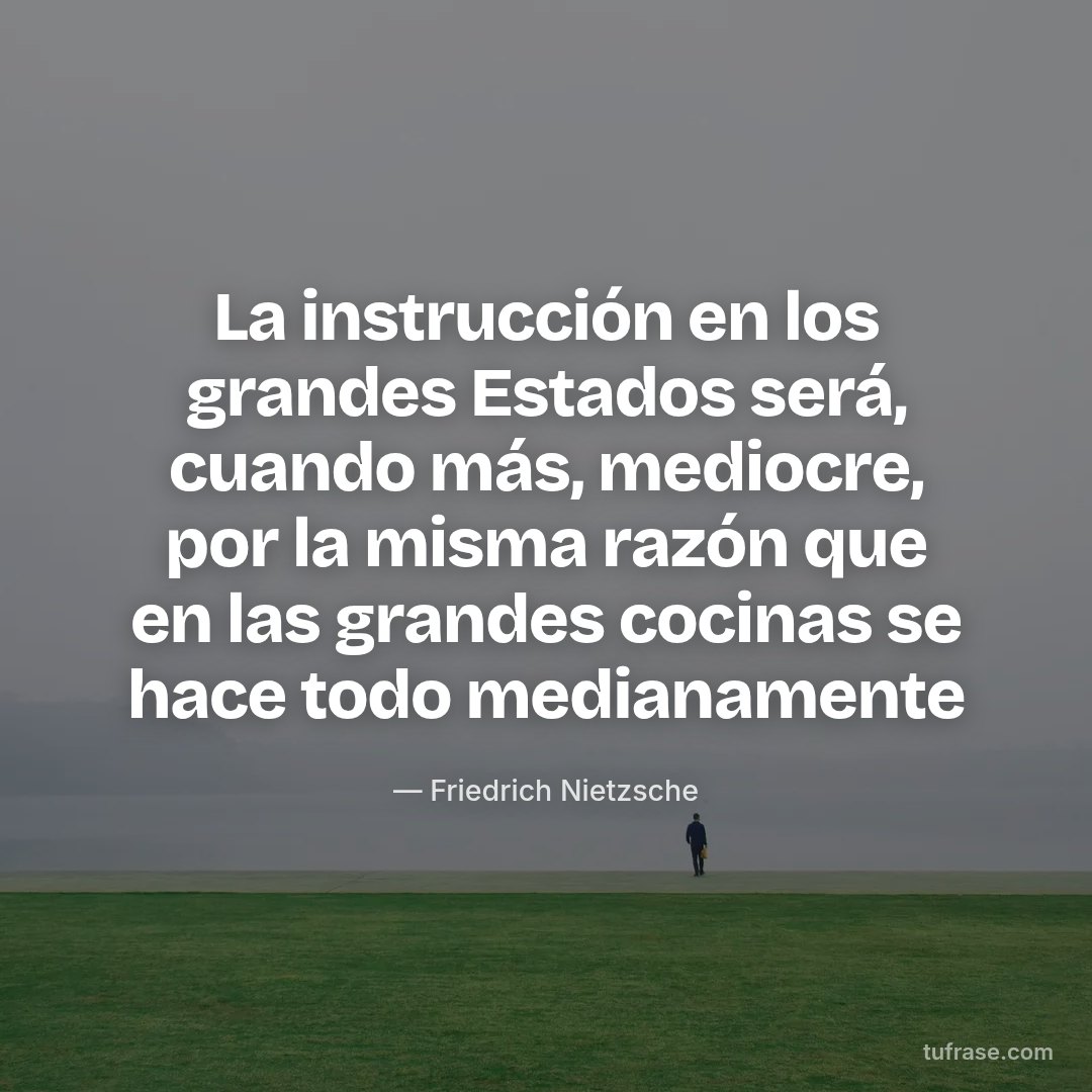 La instrucción en los grandes Estados será, cuando más, mediocre, por la misma razón que en las grandes cocinas se hace todo medianamente