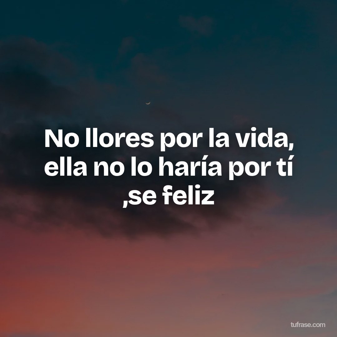 No llores por la vida, ella no lo haría por tí ,se feliz