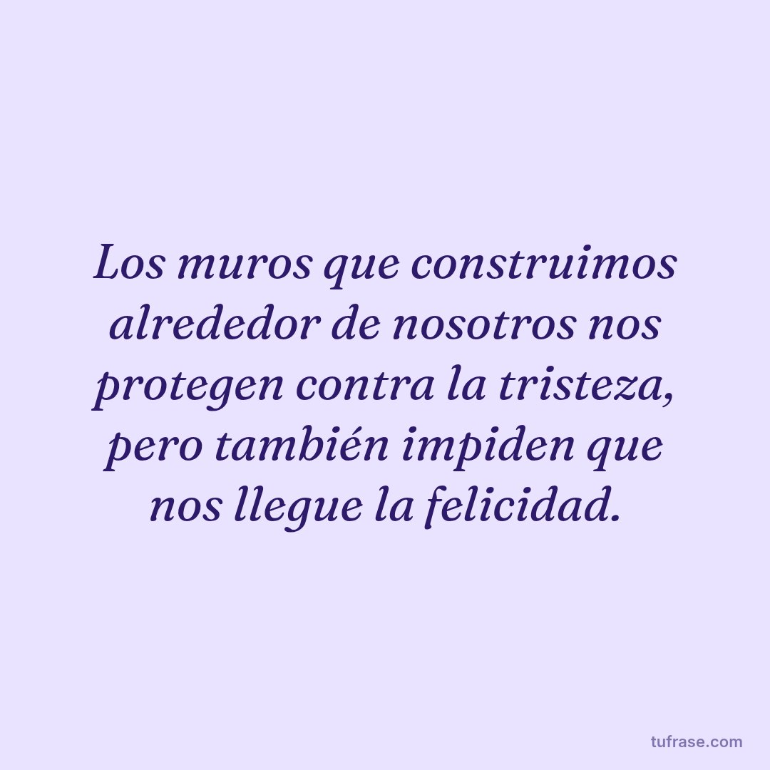 Los muros que construimos alrededor de nosotros nos protegen contra la tristeza, pero también impiden que nos llegue la felicidad.