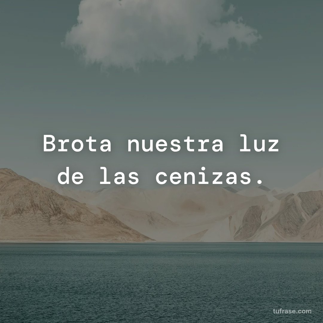 Brota nuestra luz de las cenizas.