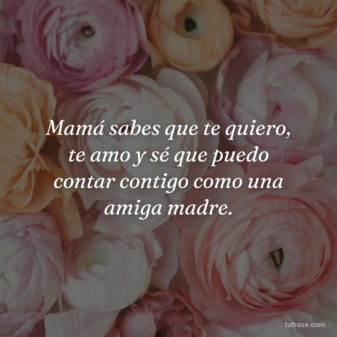 Mamá sabes que te quiero, te amo y sé que puedo contar contigo como una amiga madre.