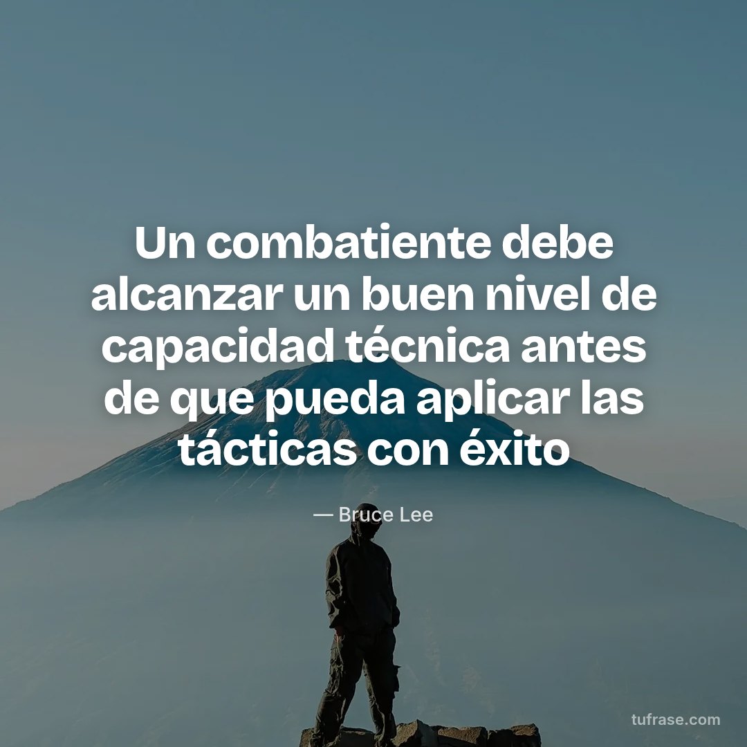 Un combatiente debe alcanzar un buen nivel de capacidad técnica antes de que pueda aplicar las tácticas con éxito
