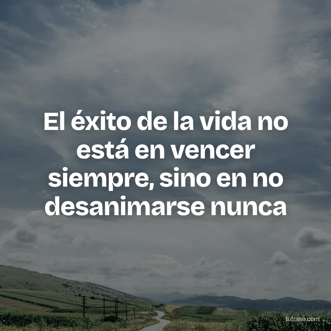 El éxito de la vida no está en vencer siempre, sino en no desanimarse nunca
