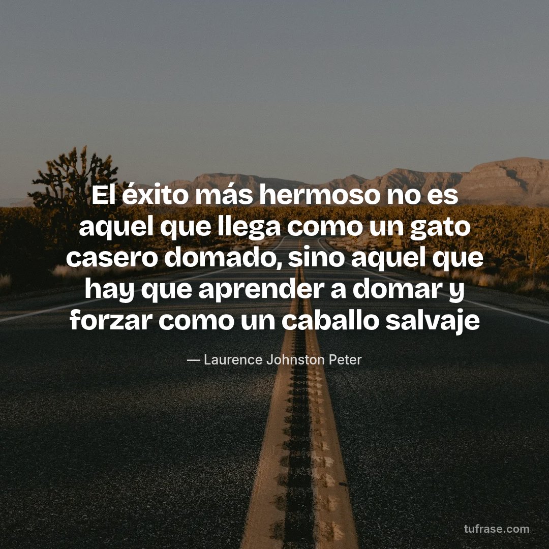 El éxito más hermoso no es aquel que llega como un gato casero domado, sino aquel que hay que aprender a domar y forzar como un caballo salvaje