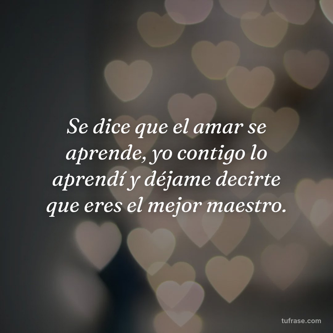 Se dice que el amar se aprende, yo contigo lo aprendí y déjame decirte que eres el mejor maestro.