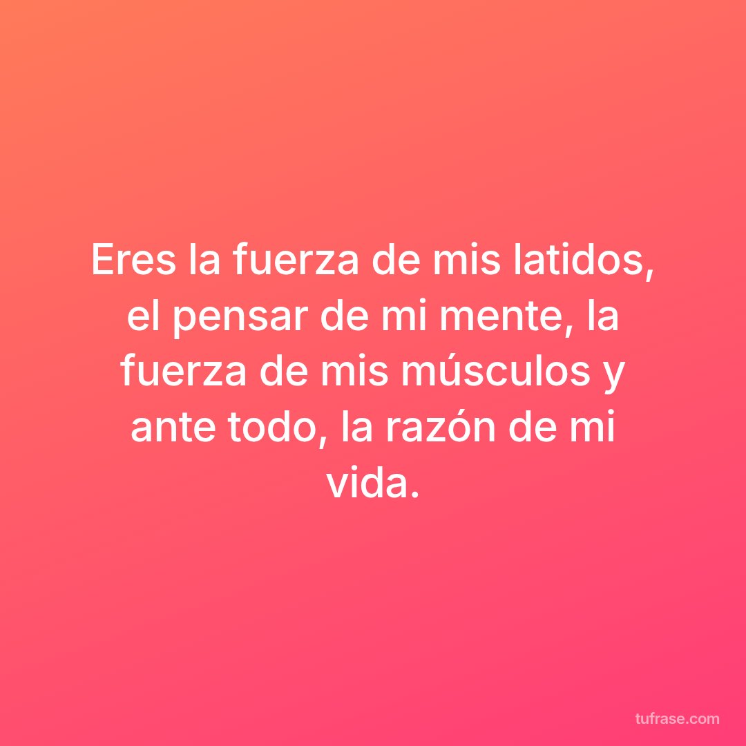 Eres la fuerza de mis latidos, el pensar de mi mente, la fuerza de mis músculos y ante todo, la razón de mi vida.