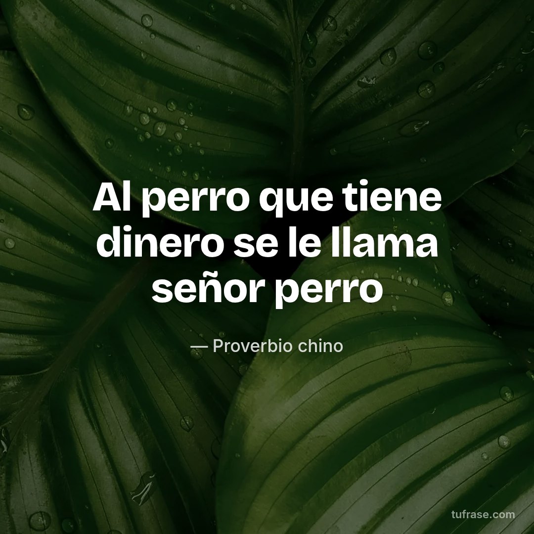 Al perro que tiene dinero se le llama señor perro