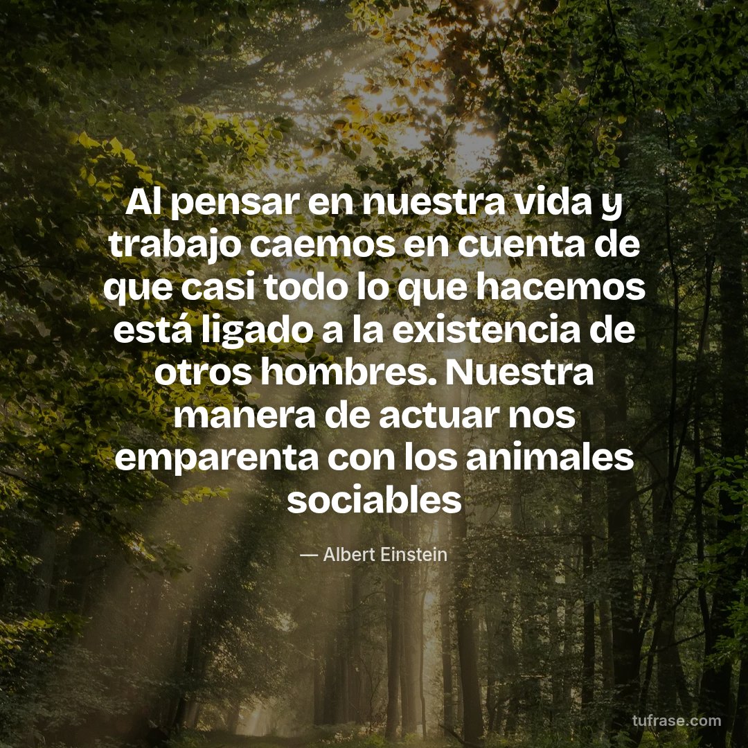 Al pensar en nuestra vida y trabajo caemos en cuenta de que casi todo lo que hacemos está ligado a la existencia de otros hombres. Nuestra manera de actuar nos emparenta con los animales sociables