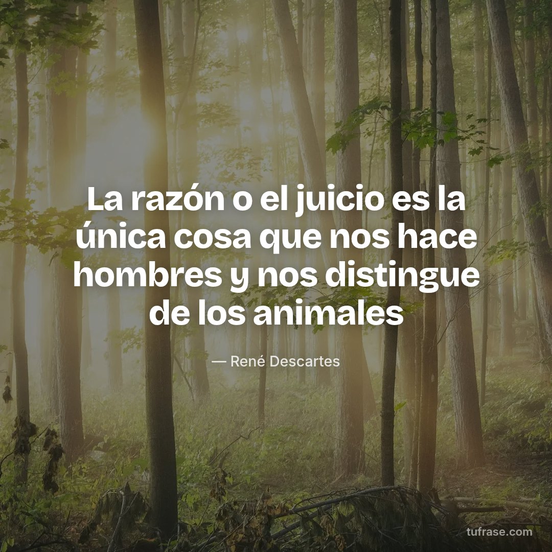 La razón o el juicio es la única cosa que nos hace hombres y nos distingue de los animales