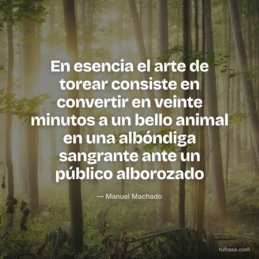 En esencia el arte de torear consiste en convertir en veinte minutos a un bello animal en una albóndiga sangrante ante un público alborozado