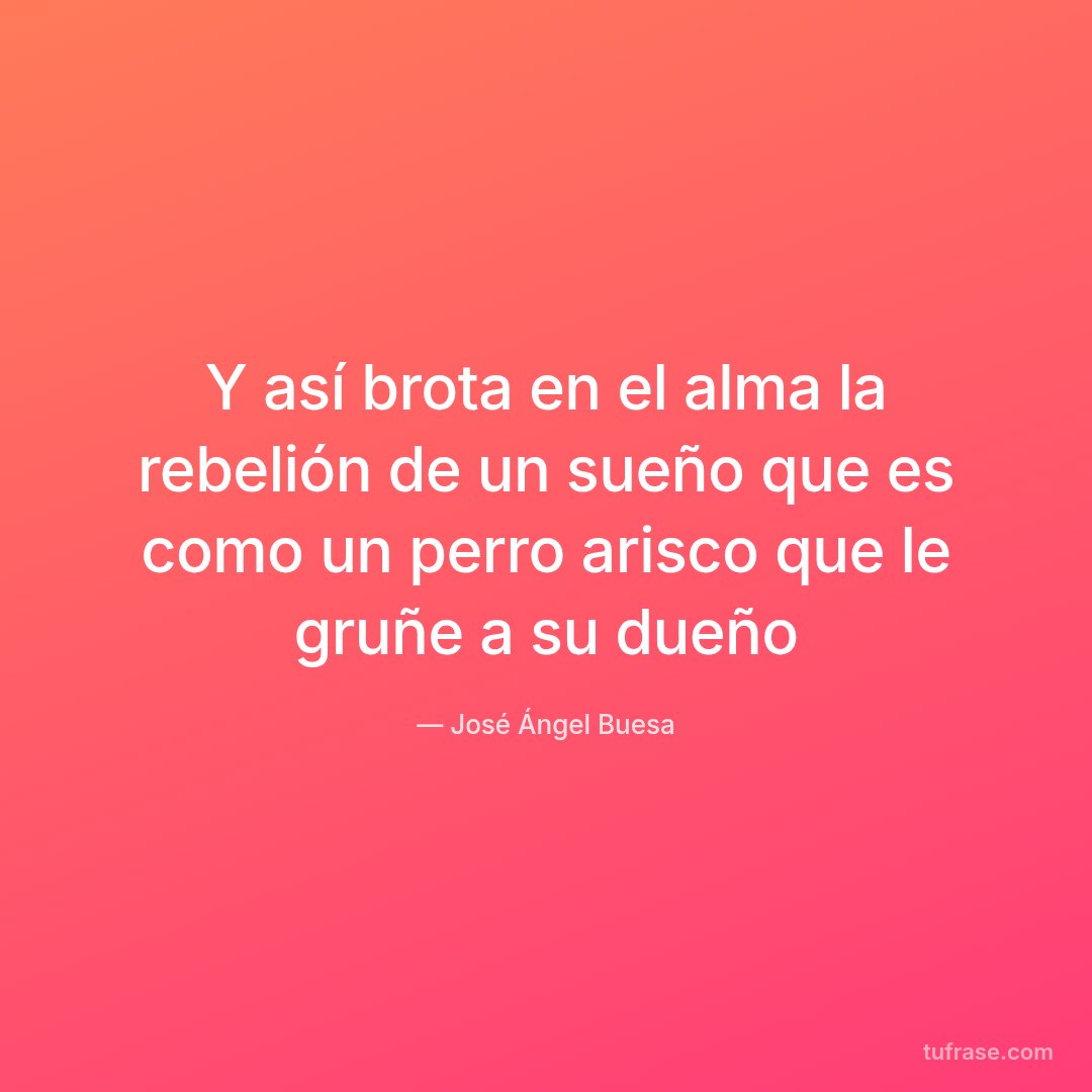 Y así brota en el alma la rebelión de un sueño que es como un perro arisco que le gruñe a su dueño