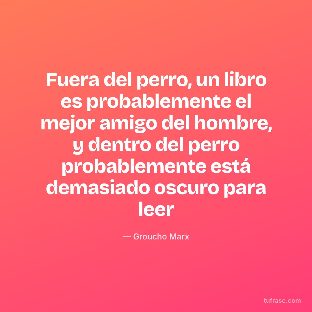 Fuera del perro, un libro es probablemente el mejor amigo del hombre, y dentro del perro probablemente está demasiado oscuro para leer