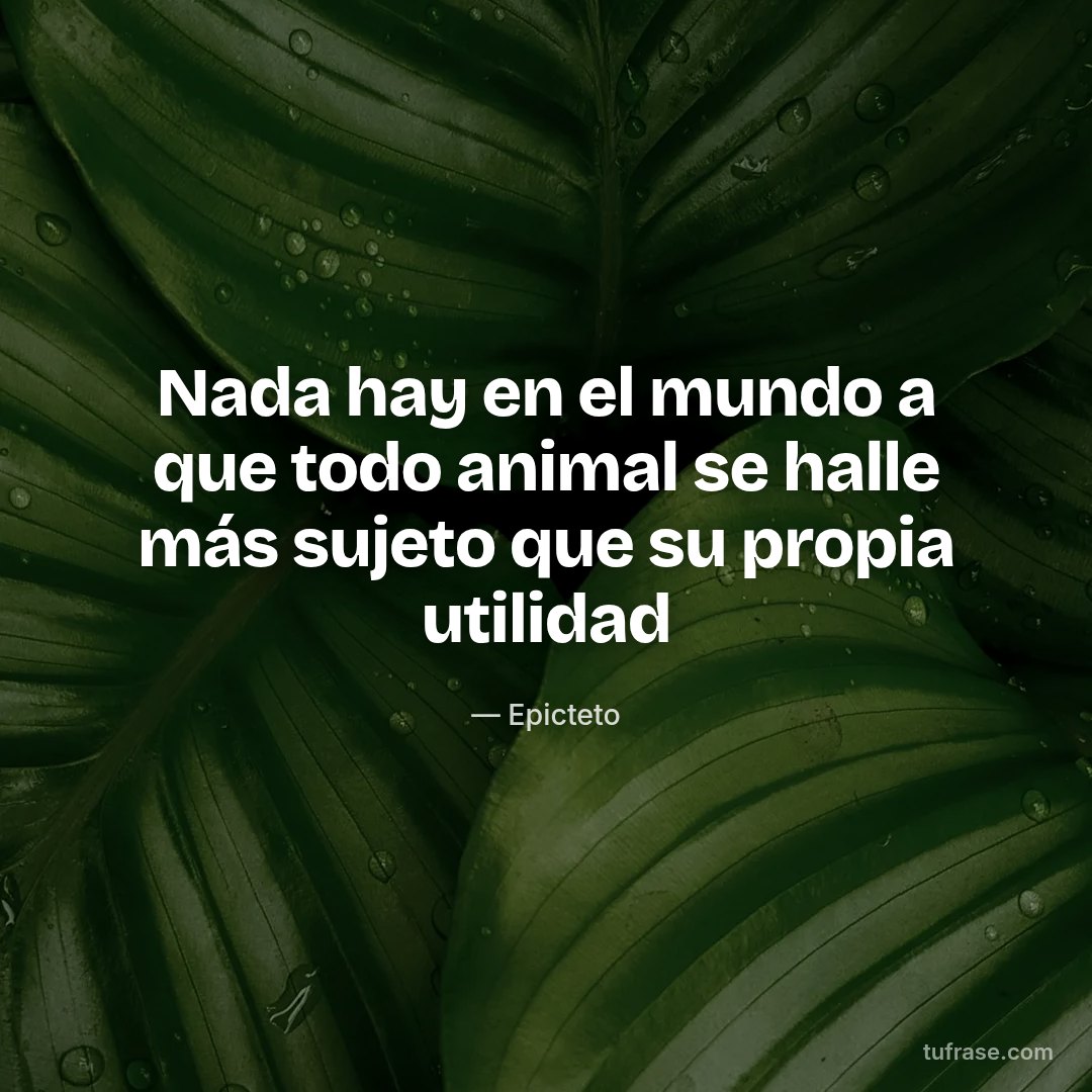 Nada hay en el mundo a que todo animal se halle más sujeto que su propia utilidad