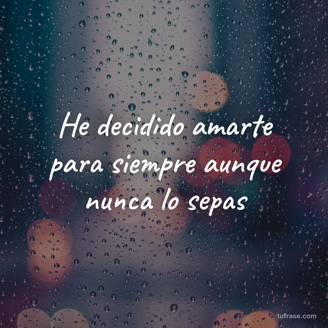 He decidido amarte para siempre aunque nunca lo sepas