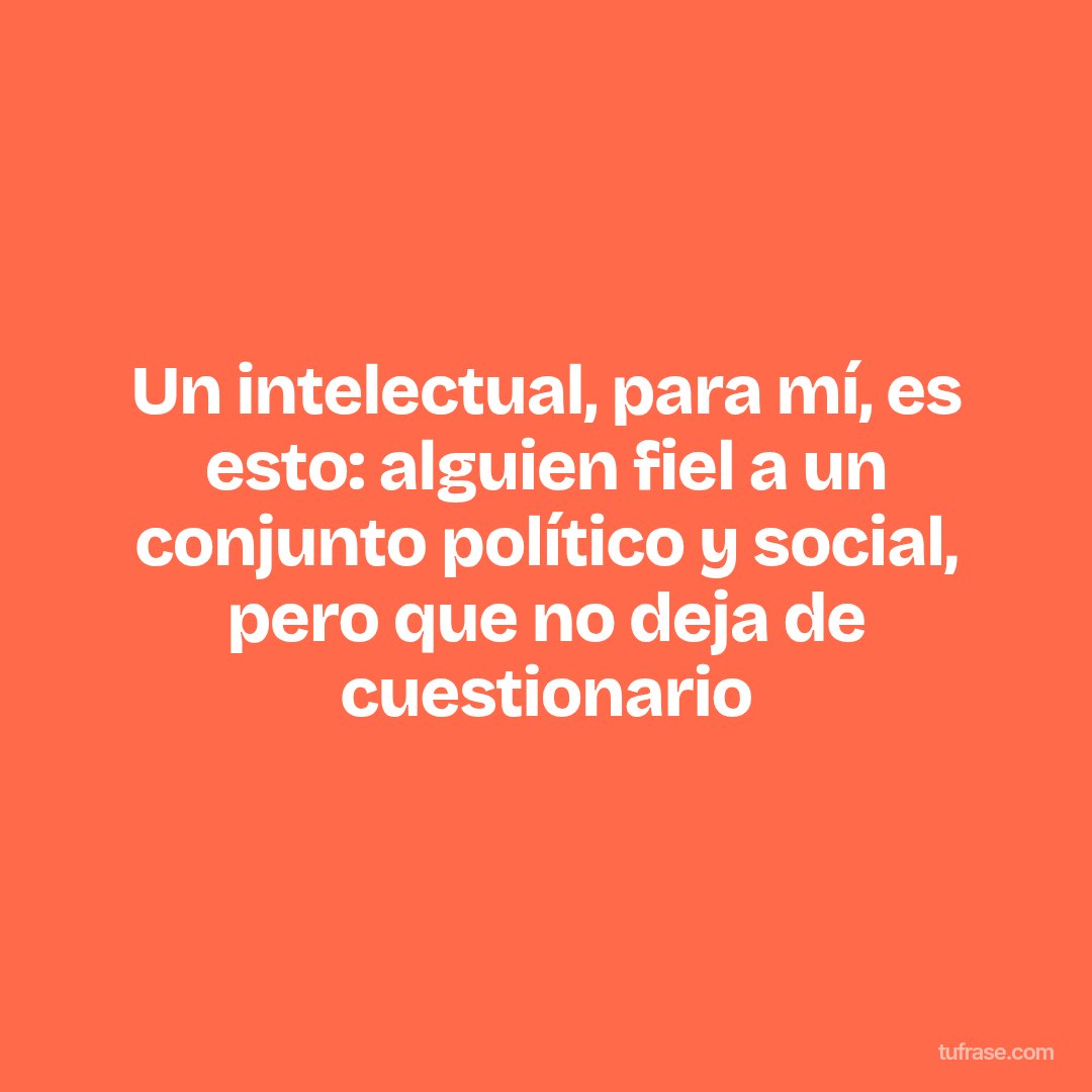 Un intelectual, para mí, es esto: alguien fiel a un conjunto político y social, pero que no deja de cuestionario