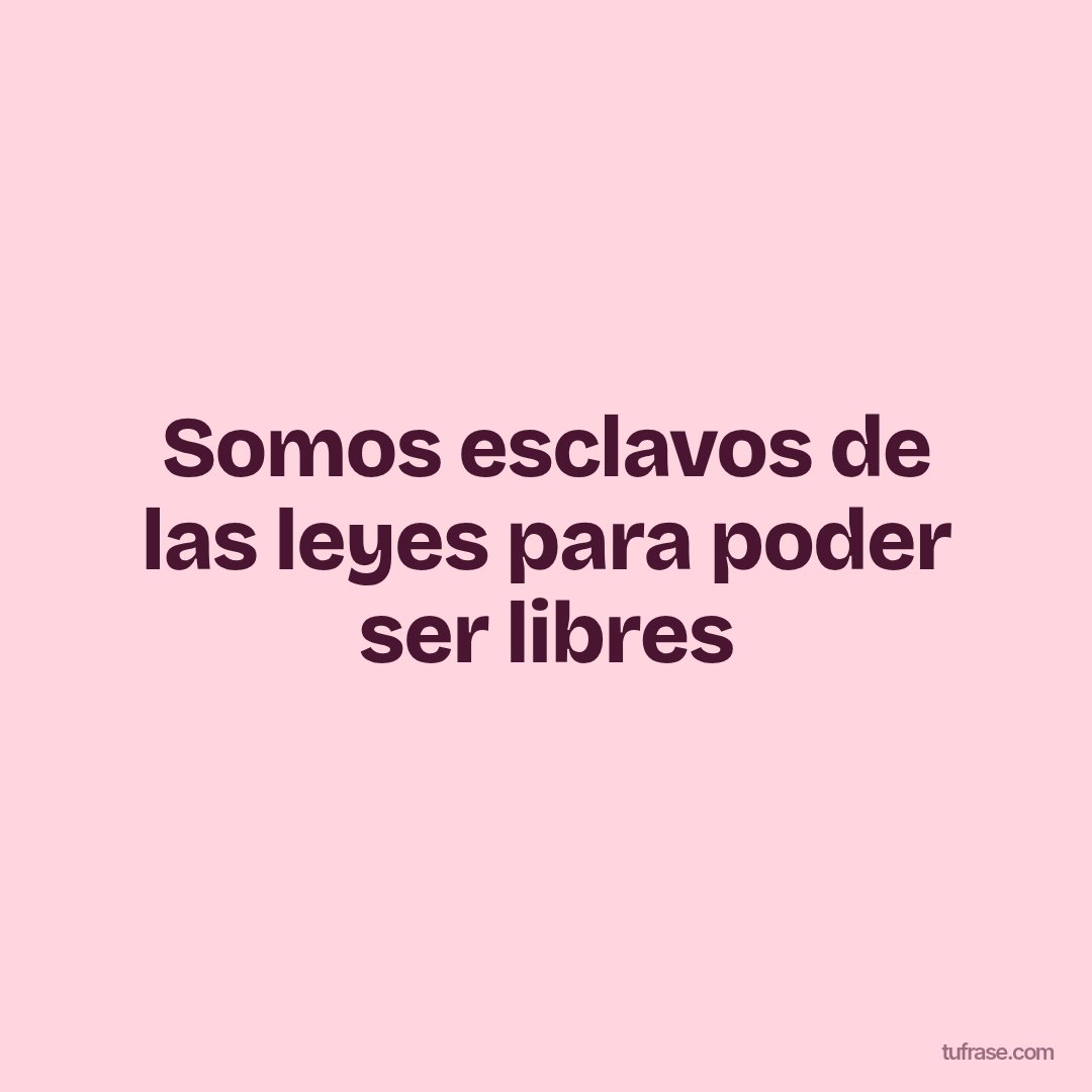 Somos esclavos de las leyes para poder ser libres